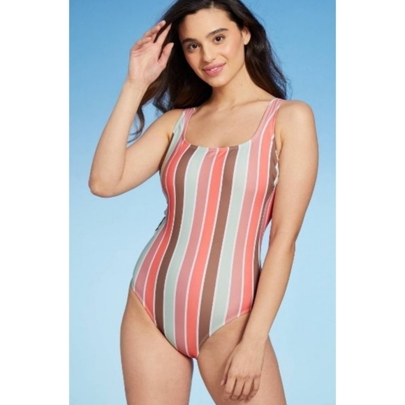 NEW Kona Sol Scoop Neck Medium Coverage One Piece Swimsuit - Picture 1 of 16
